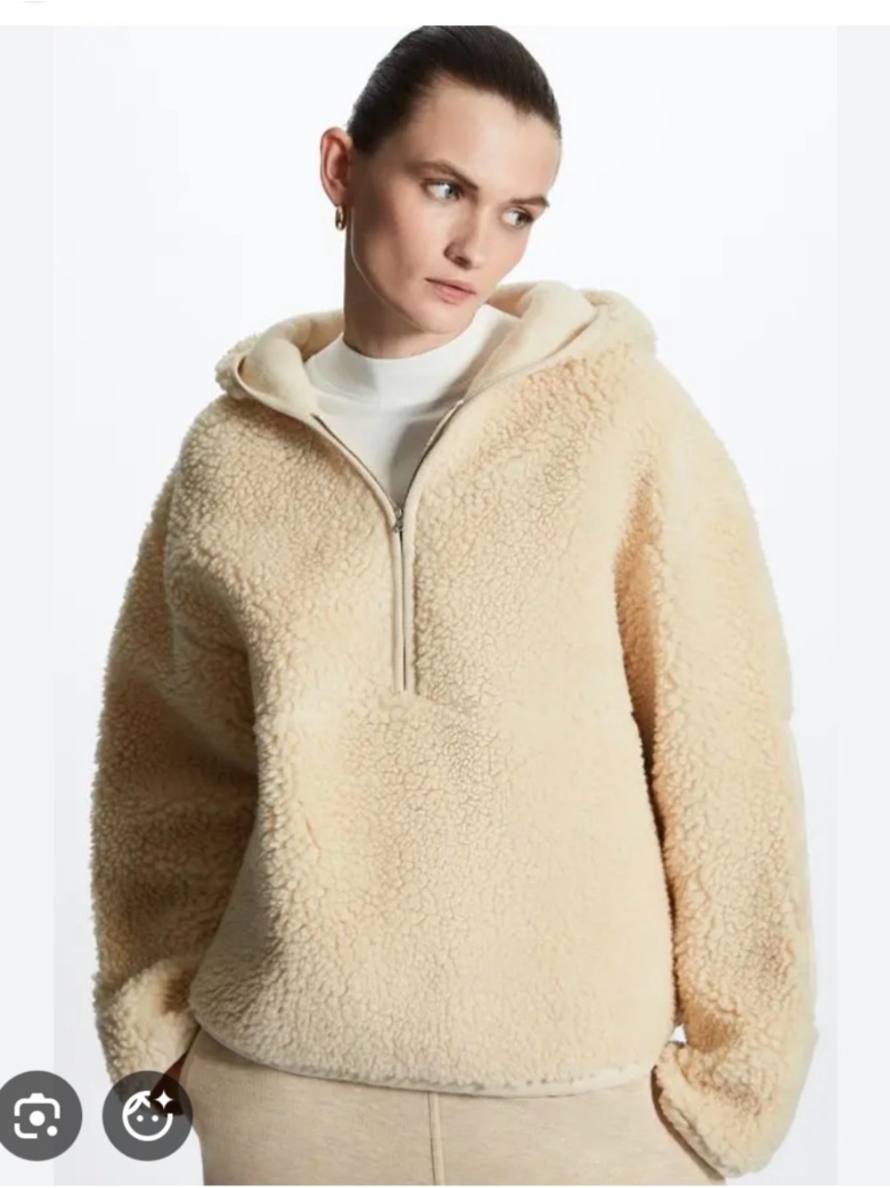 COS Oversized Cream Sherpa Hooded M/L